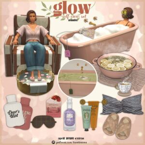 Ensemble de soin personnel 'Glow' pour Sims 4, avril 2026 Extras