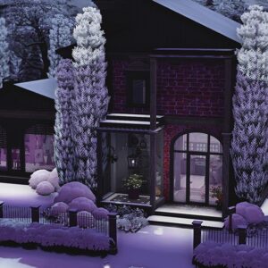 Maison de ville de Hearthford dans *Les Sims 4*, décorée pour l'hiver