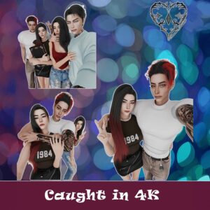 Captures d’écran Sims 4 en 4K avec personnages stylisés