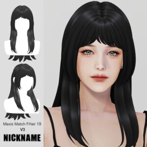 Coiffure longue lisse Maxis FHair 19 pour *Les Sims 4*