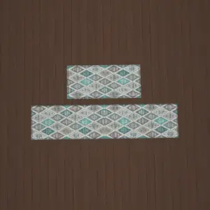 Tapis de sol Sims 4 motifs géométriques turquoise et gris