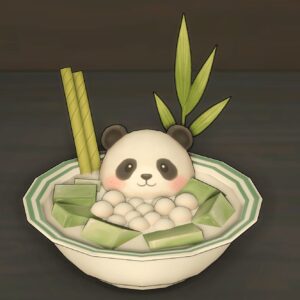 Panda dans un bol de nourriture, style *Les Sims 4*