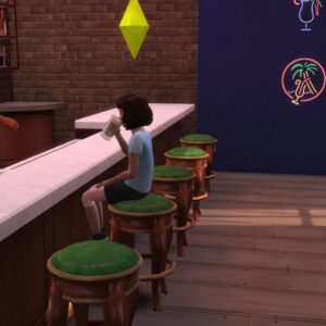 Bar virtuel dans *Les Sims 4* avec serveur et client