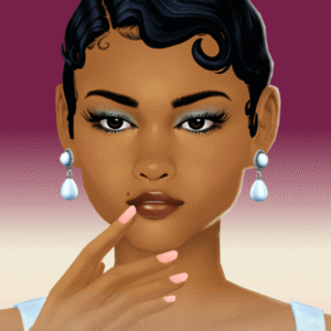 Illustration style Sims 4 personnage féminin coiffure années 1920