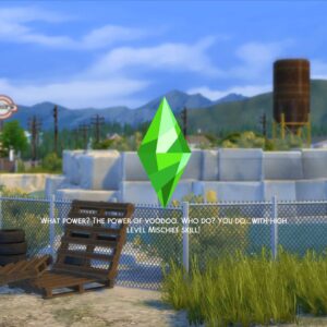 Sim 4 : Pouvoir de Voodoo, compétence en bricolage élevée, ville avec montagnes