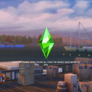 Cliquez sur les panneaux de pêche près de l'eau dans Les Sims 4.