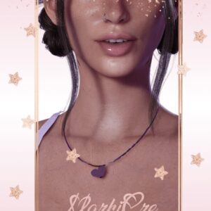 Collier violet avec pendentif en forme de cœur, style Sims 4, marque MarkiCze