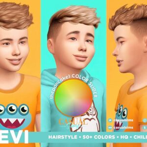 Coiffures enfant Sims 4 Levi, 50+ couleurs personnalisables