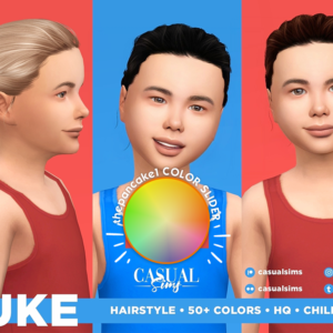 Personnages Sims 4 avec coiffures et couleurs personnalisables.