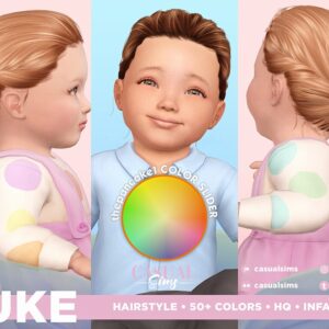 Enfant Sims 4 coiffure Luke, 50+ couleurs personnalisables