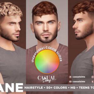 Coiffures homme Sims 4 : Kane, 50+ couleurs personnalisables