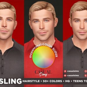 Coiffure Gosling pour The Sims 4, 50+ couleurs personnalisables