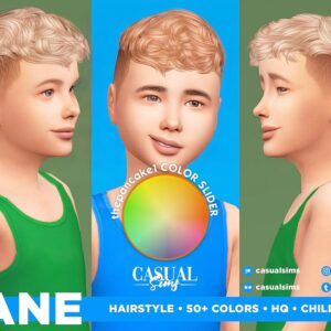 Coiffure Kane pour enfants dans Sims 4, 50+ couleurs