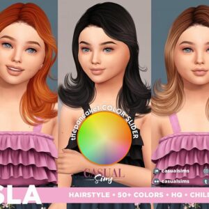 Coiffures personnalisables pour Sims 4 : 50+ couleurs, enfants inclus.