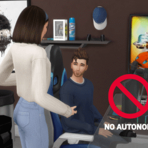 Jeu vidéo The Sims 4 : absence d'autonomie dans un salon