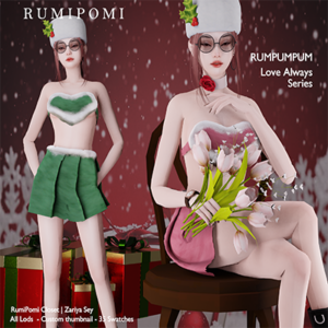 Mannequins Sims 4 Rumipomi série Rumpumpum Love Always vêtements festifs