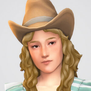 Personnage féminin de *Les Sims 4* avec chapeau cowboy