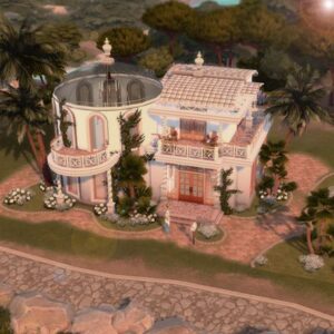Maison élégante du jeu Les Sims 4, style méditerranéen