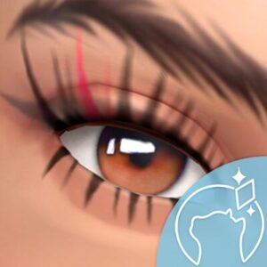 Œil stylisé du jeu Les Sims 4 avec effet de jeu vidéo