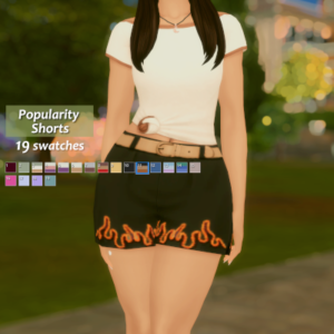 Shorts à flammes pour Sims 4 avec 19 coloris disponibles