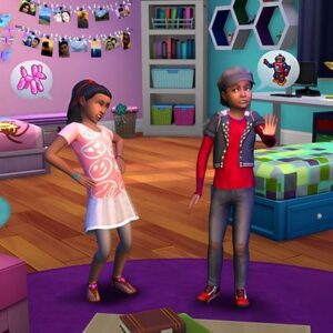 Deux Sims 4 dans une chambre colorée et ludique