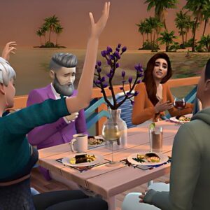 Groupe jouant dans un restaurant, jeu *Les Sims 4*