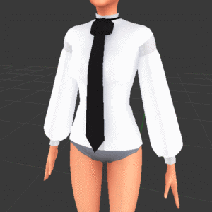 Personnage Sims 4 en chemise blanche et cravate noire