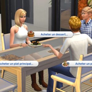 Jeu vidéo Les Sims 4 : choix de plats au restaurant