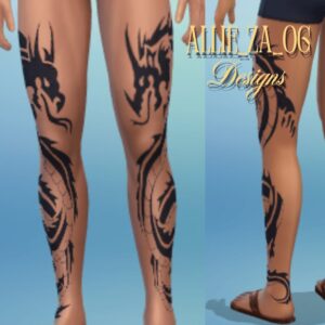 Tatouages stylisés pour jambes dans *Les Sims 4* - Designs AllieZA_06