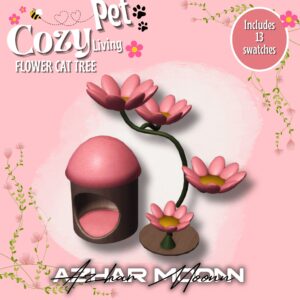 Arbre à chat fleurissant 'Cozy Pet Living' pour Sims 4 avec 13 motifs