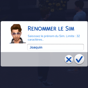 Renommer un Sim dans The Sims 4 – saisie de prénom