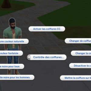 Interface coiffures Sims 4 : options personnalisation cheveux