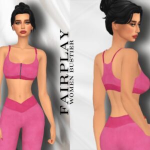 Bustier et leggings roses pour avatar féminin dans *Les Sims 4*