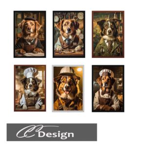 Chiens habillés en métiers pour *Les Sims 4*, style vintage