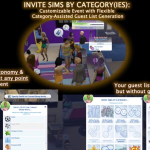 Inviter des Sims par catégorie dans *Les Sims 4* : interface et options personnalisables.