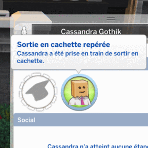 Cassandra Gothik échoue à sortir discrètement dans *Les Sims 4*