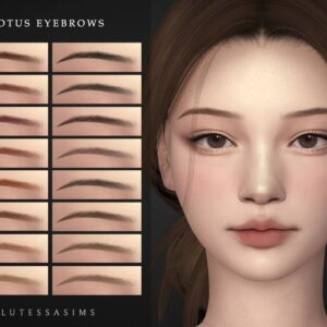 Sélection de sourcils Lotus pour Sims 4 avec modèle 3D.