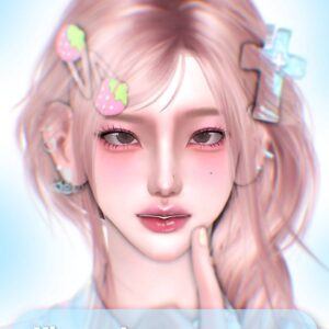 Ensemble maquillage Sims 4 Xiaoyebuye, style pastel et accessoires colorés