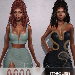 Personnages Sims 4 avec coiffures et tenues Medusa