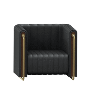 Fauteuil noir tufté style années 60 pour *Les Sims 4* avec structure dorée