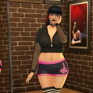 Personnage du jeu Sims 4 en tenue rétro-futuriste