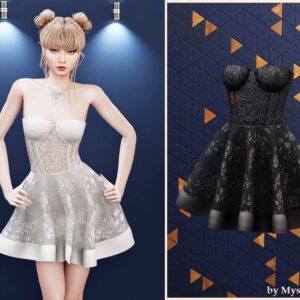 Robe élégante et corset noir du jeu *Les Sims 4*