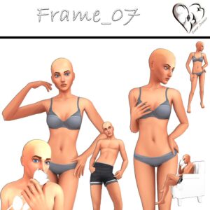 Personnages du jeu Sims 4 en tenue de bain et accessoires
