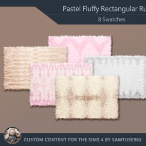 Tapis rectangulaire fluffy pastel pour Sims 4, 8 couleurs disponibles