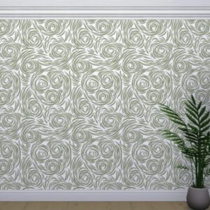 Panneau mural *Les Sims 4* motifs tourbillon verts sur fond blanc