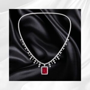 Collier élégant avec pendentif rubis pour Sims 4, style vintage