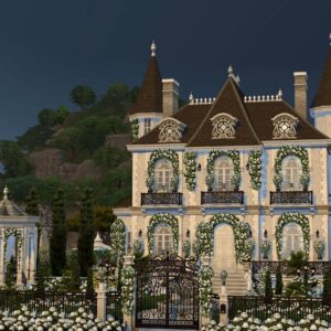 Maison de jeu *Les Sims 4* élégante décorée pour mariage, nuit