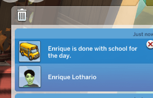 Enrique termine l'école aujourd'hui dans *Les Sims 4*