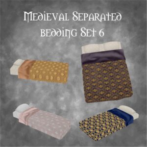 Ensemble de literie médiévale séparée pour Sims 4, Set 6