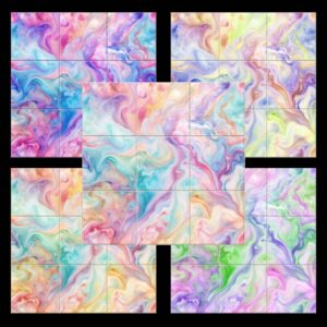 Motifs colorés abstraits inspirés de *Les Sims 4*